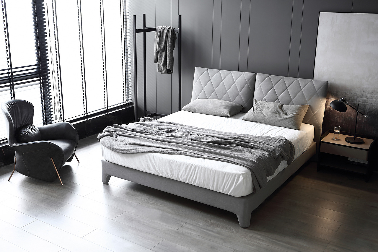灰色布艺床（图ZMjQxNzM0NDA4） - 家装设计 - 站酷设计师黑白灰主旋律原创素材 - 站酷ZCOOL