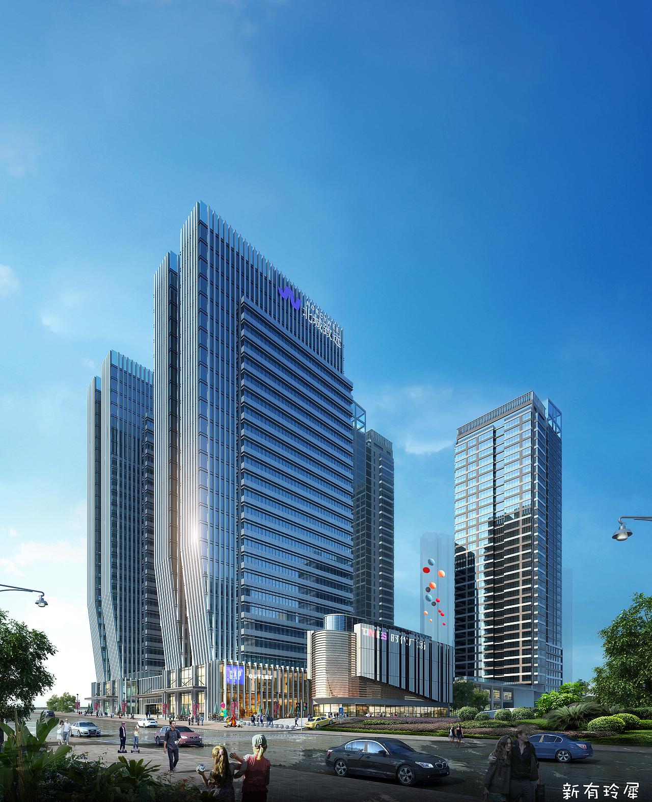 城市日景夜景效果图