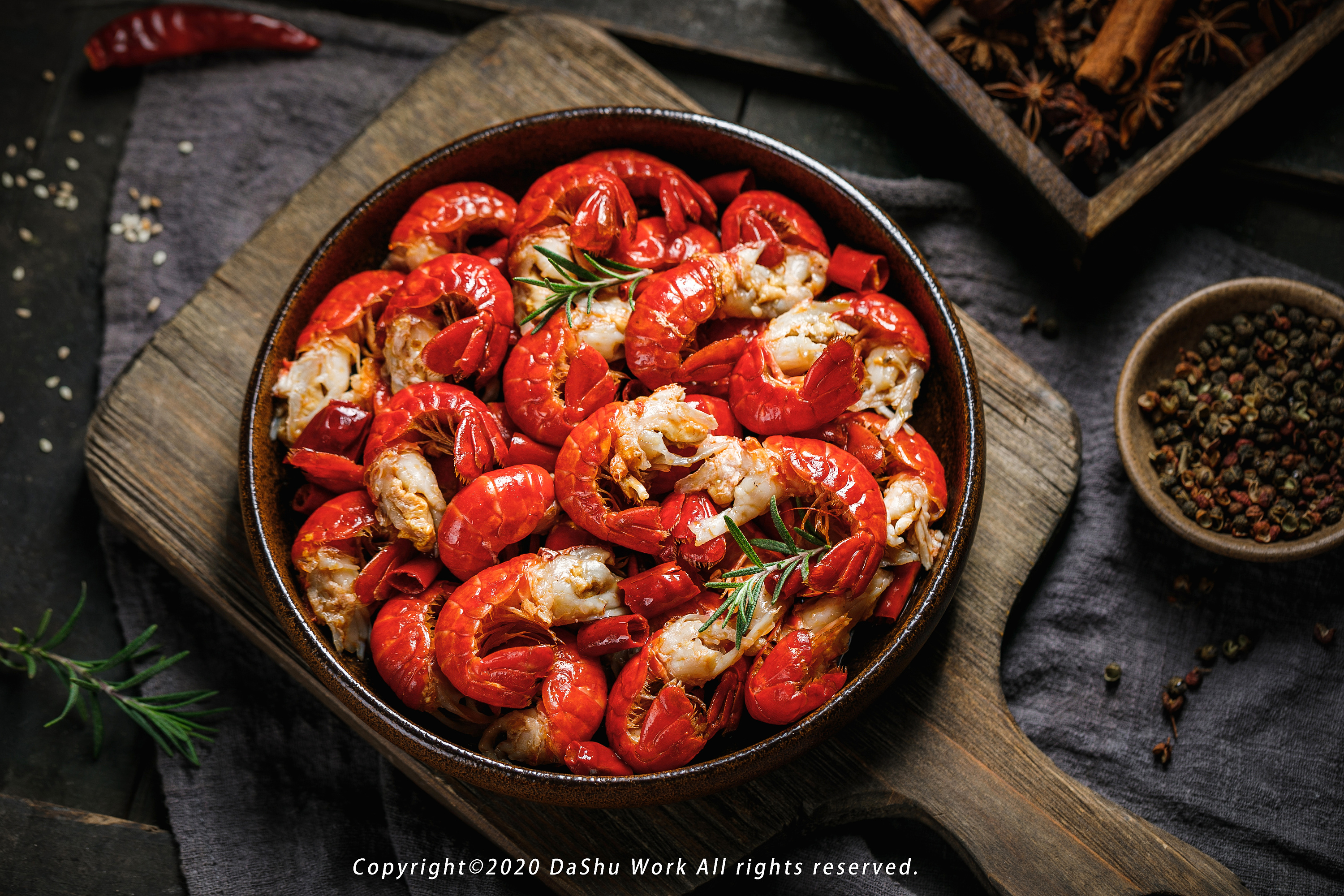 麻辣小龙虾|麻辣龙虾尾|梨|蟹黄酱