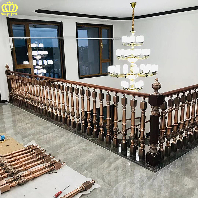 铝镀铜色楼梯护栏图片大全