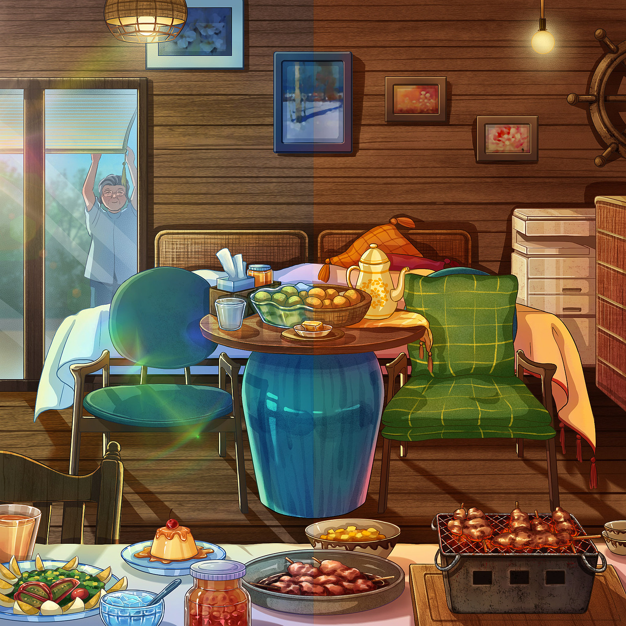 日式温暖插画-《小春日和》