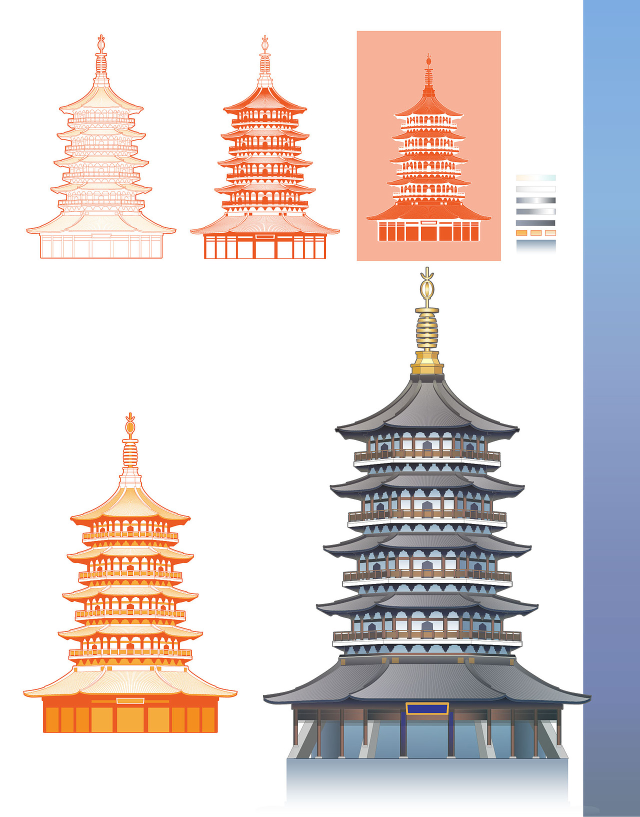 杭州地标建筑矢量插画合集（图ZMjM5NDk1NTM2） - 商业插画 - 站酷设计师NERO郭长庚原创素材 - 站酷ZCOOL