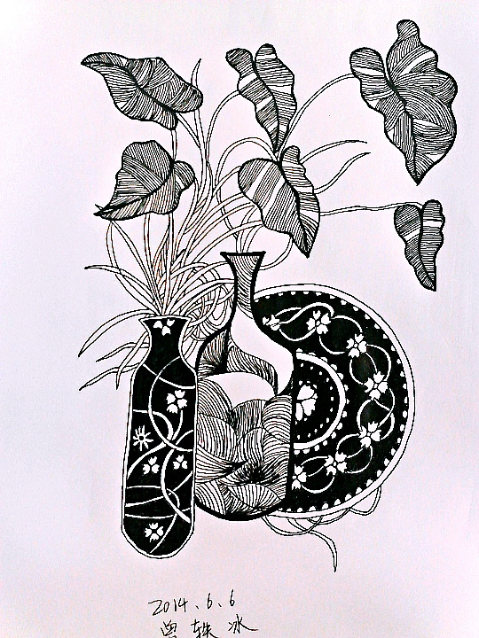 黑白画|插画|创作习作|一片青藤叶_原创作品-站酷zcool