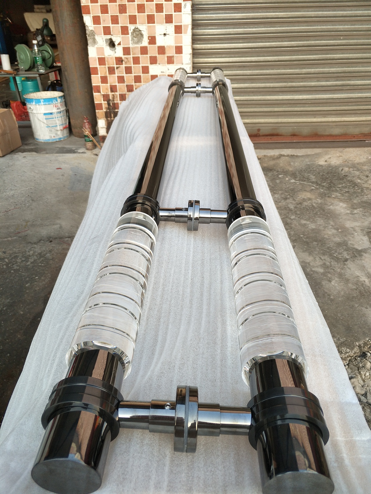 恒大专用亚克力水晶不锈钢灰镜钢/玫瑰金水晶拉手设计