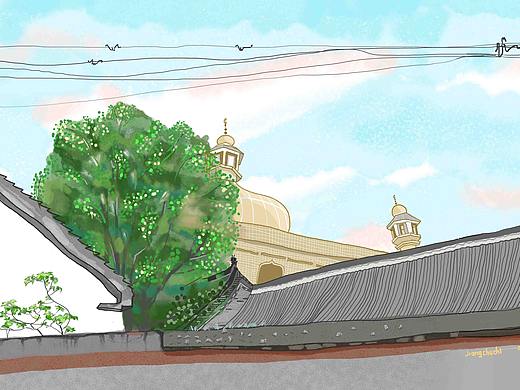 清真寺（个人主页-ZNDAwMDM5NTY=） - 艺术插画 - 站酷设计师姜初识原创素材 - 站酷ZCOOL