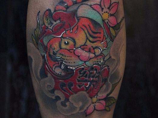 虎面达摩纹身作品