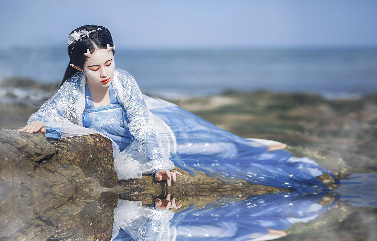 鲛人泪原创汉服摄影海边的故事古风摄影
