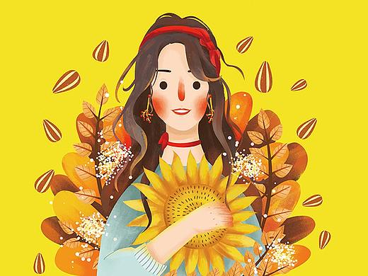 食汇佳品葵瓜子包装插画设计