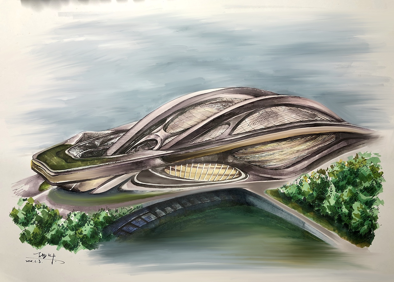 扎哈哈迪德建筑设计作品——东京奥运会主场馆