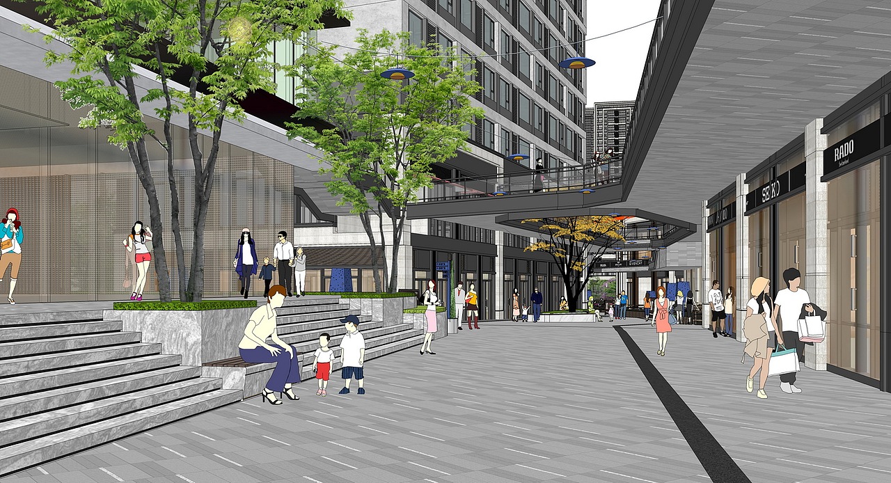 观山御璟商业街景观SU模型下载