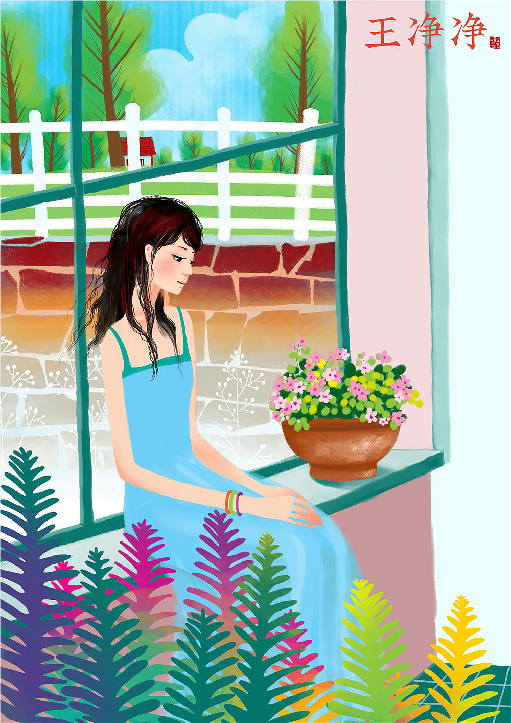 唯美人物插画-女孩插画系列（图ZMjE5NDgyODEy） - 商业插画 - 站酷设计师画儿晴天原创素材 - 站酷ZCOOL