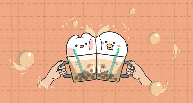 表情小鸭吉为奶茶干杯