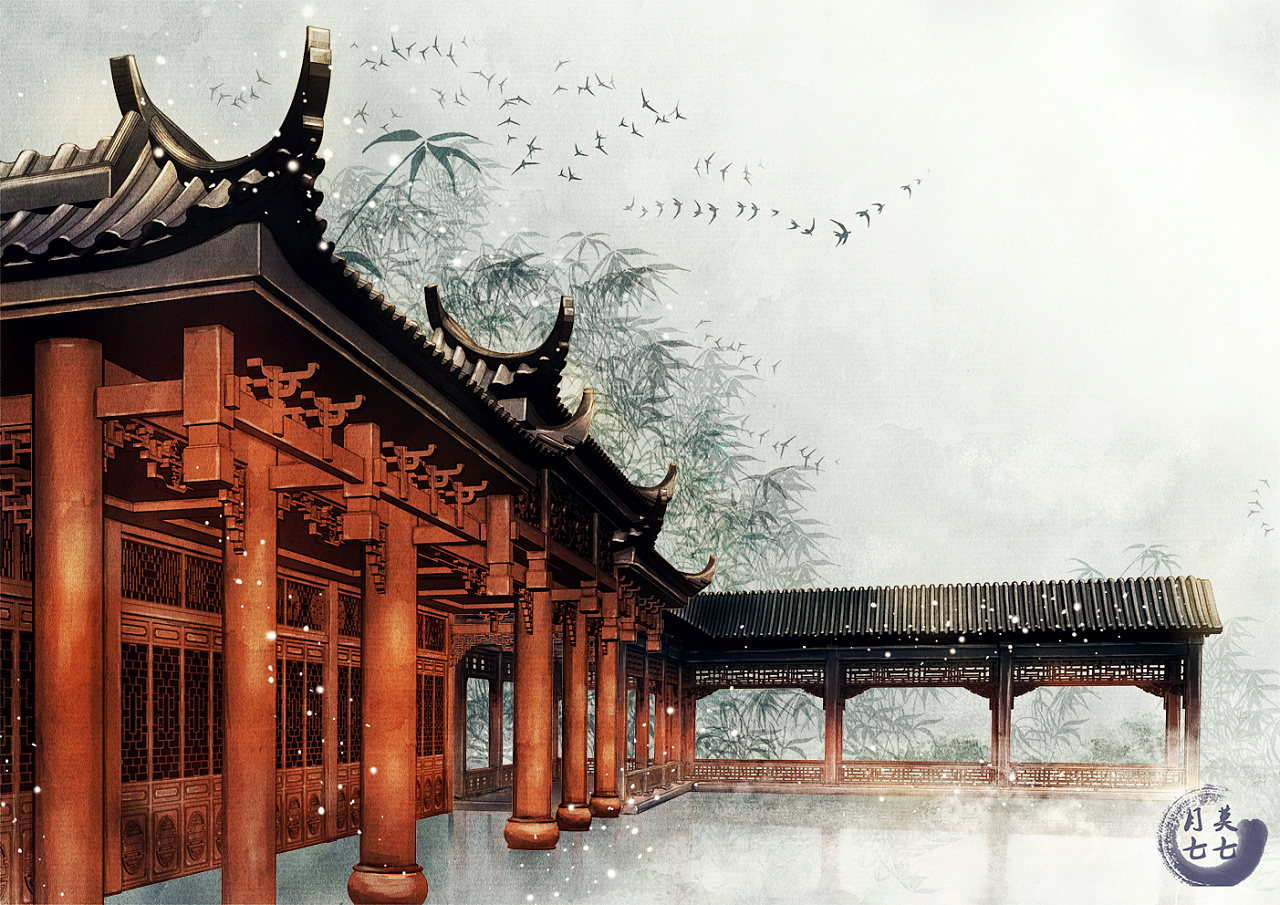 【场景】廊|插画|创作习作|月莫七七 - 原创作品 - 站酷 (zcool)