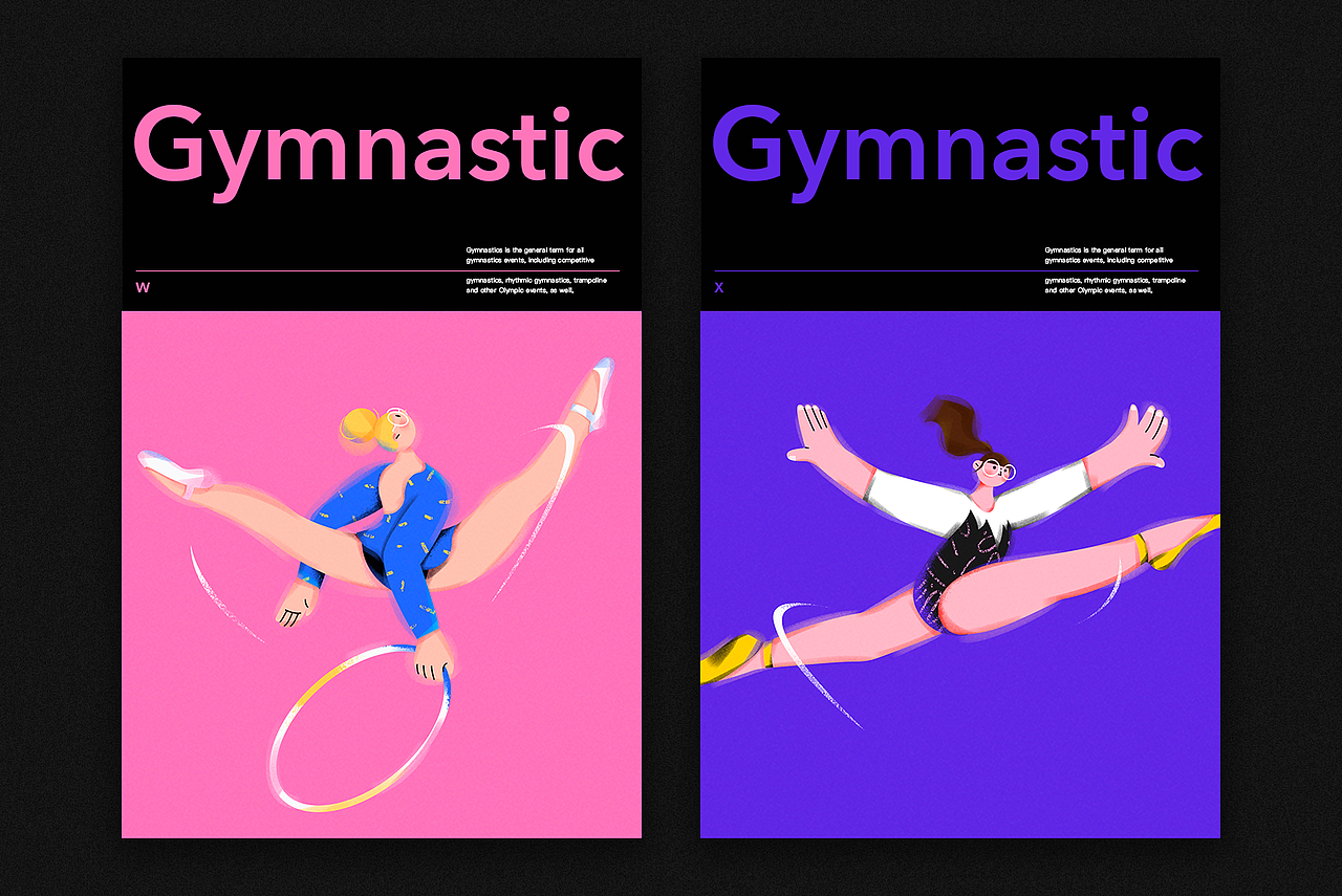 Sports Girl 字母人物插画（图ZMjU1MTUwNTUy） - 海报 - 站酷设计师没有肚肚的杜杜原创素材 - 站酷ZCOOL