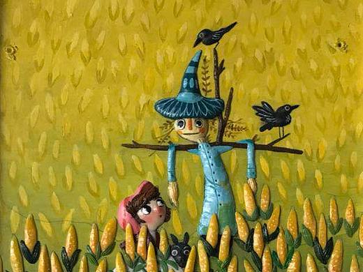 绿野仙踪——多萝西与稻草人 软陶画框