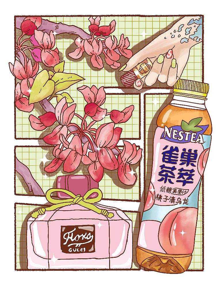 分镜插画｜花卉➕小物件饰品（图ZMzI0OTExMjM2） - 创作习作 - 站酷设计师Indeepmood原创素材 - 站酷ZCOOL