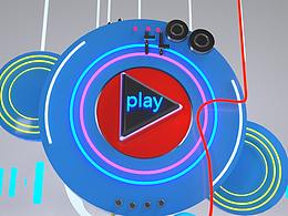 音乐产品品牌c4d渲染动画