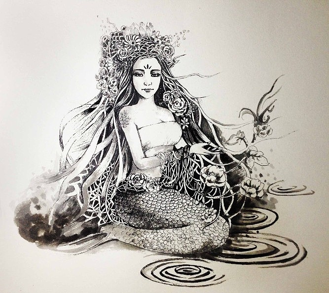 美人鱼（图ZMTE0NTAxODQ=） - 商业插画 - 站酷设计师蔡瑶CY原创素材 - 站酷ZCOOL