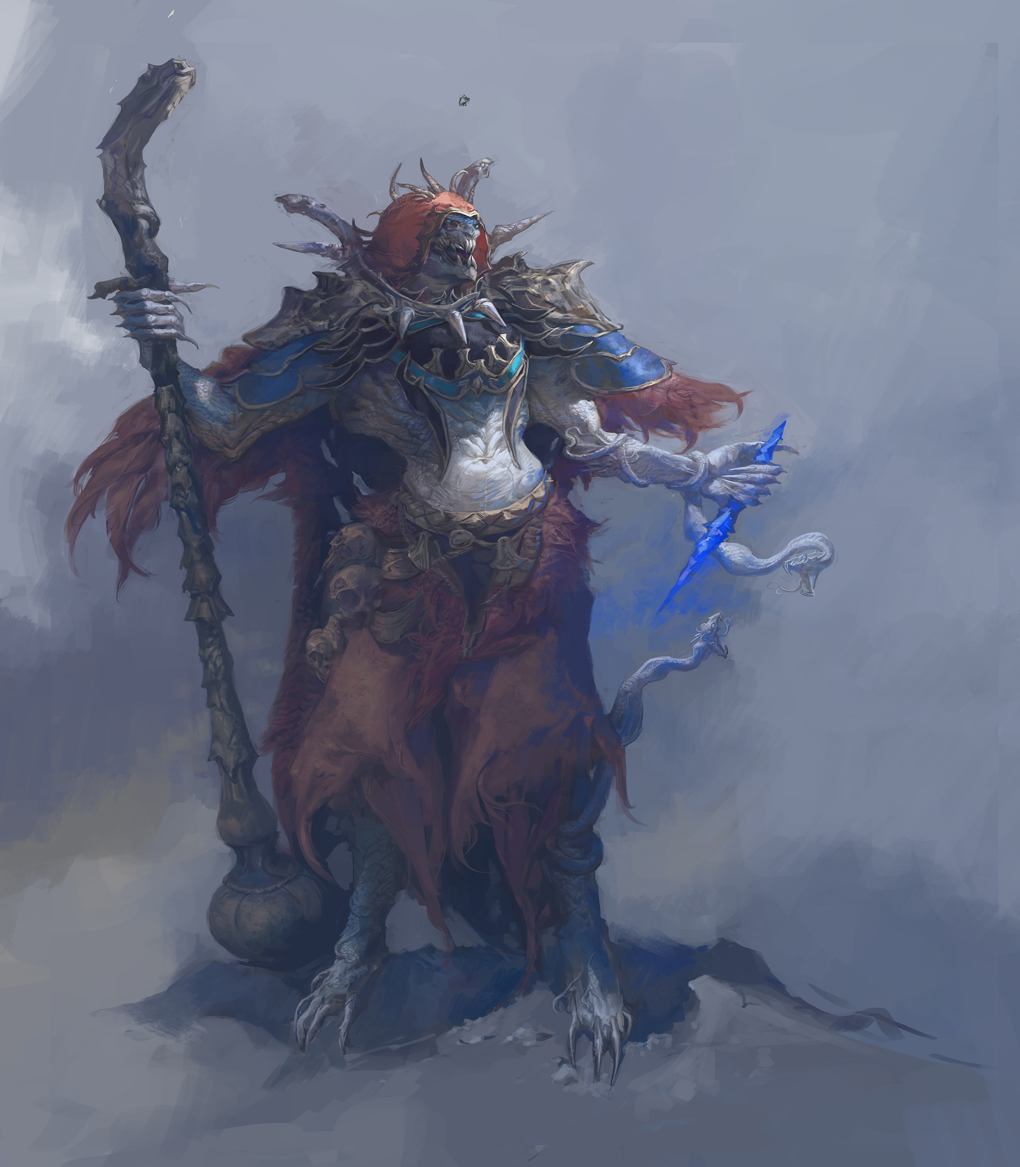 cg怪物类角色设计-《白蚺祭司》钟风华|插画|游戏原画|艺数绘eart