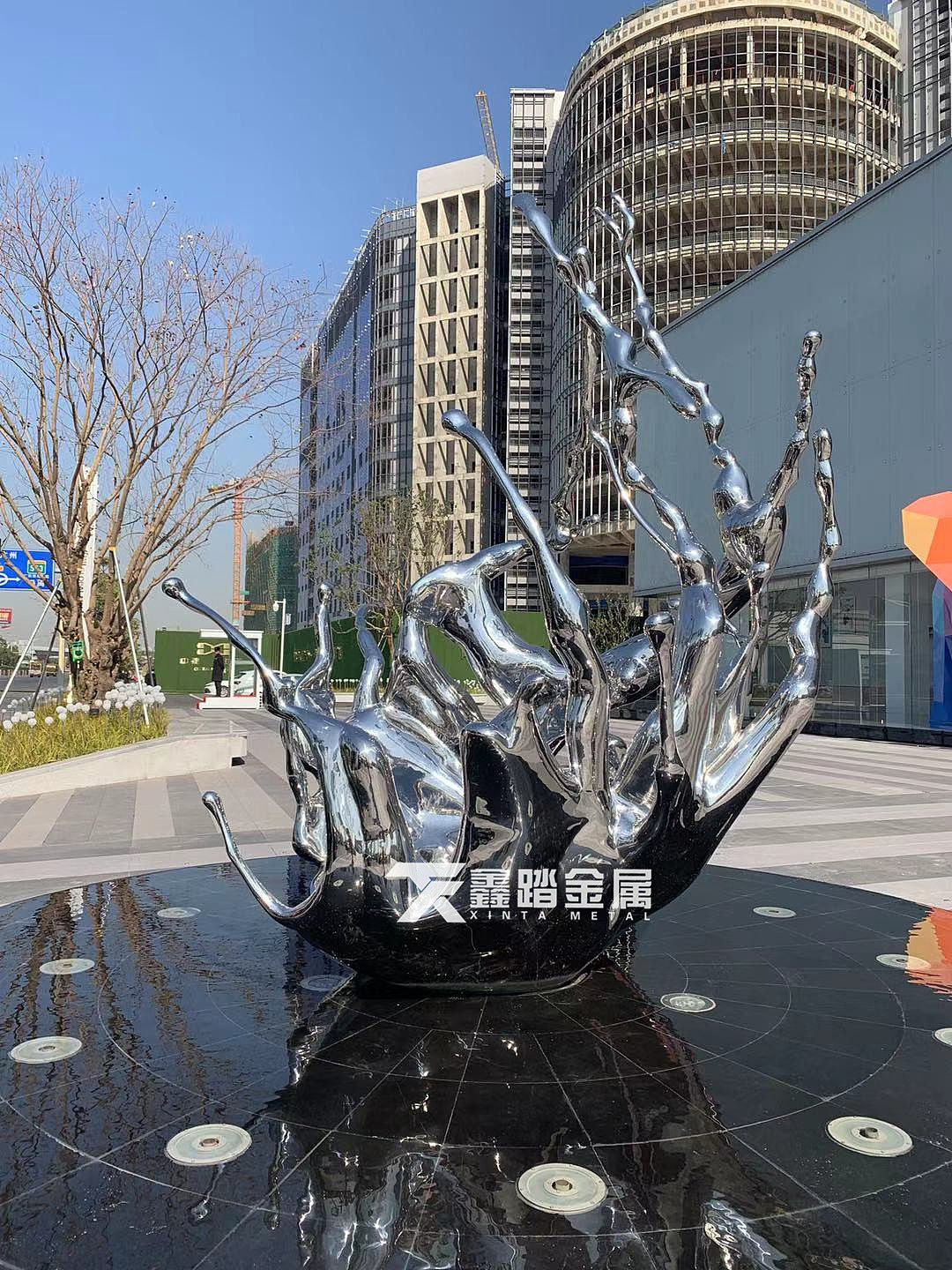 艺术镜面不锈钢水滴雕塑 不锈钢水浪雕塑