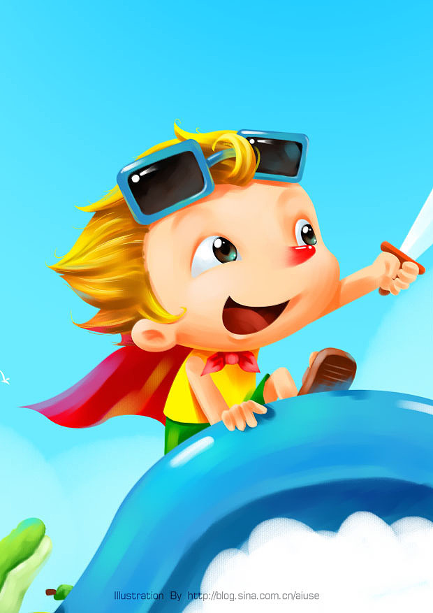 夏日海边-童年的小海盗：绘画步骤（图ZNzA4MDA2NA==） - 商业插画 - 站酷设计师世良插画原创素材 - 站酷ZCOOL