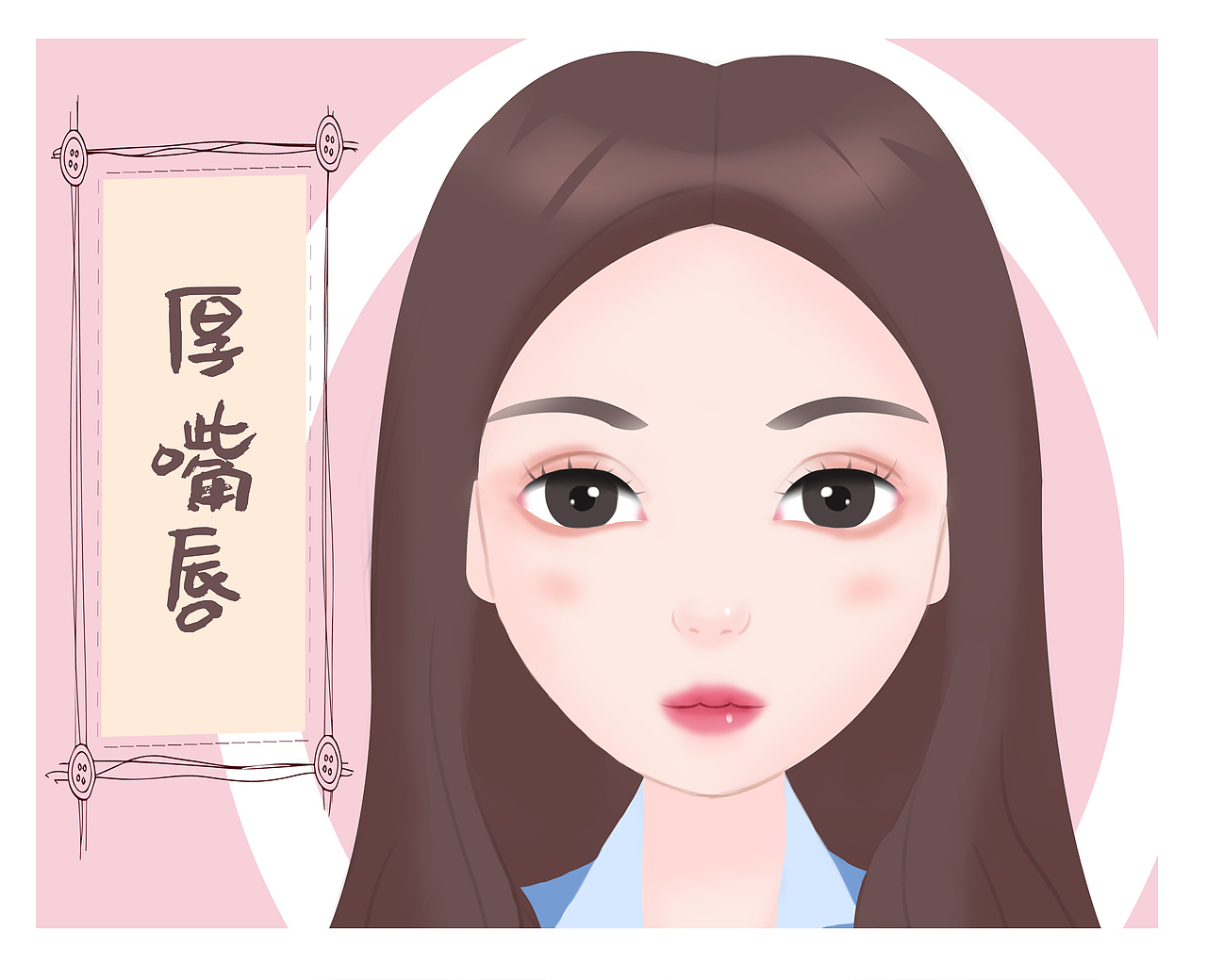 厚嘴唇俗称香肠嘴,红唇部宽厚突出,外露过多