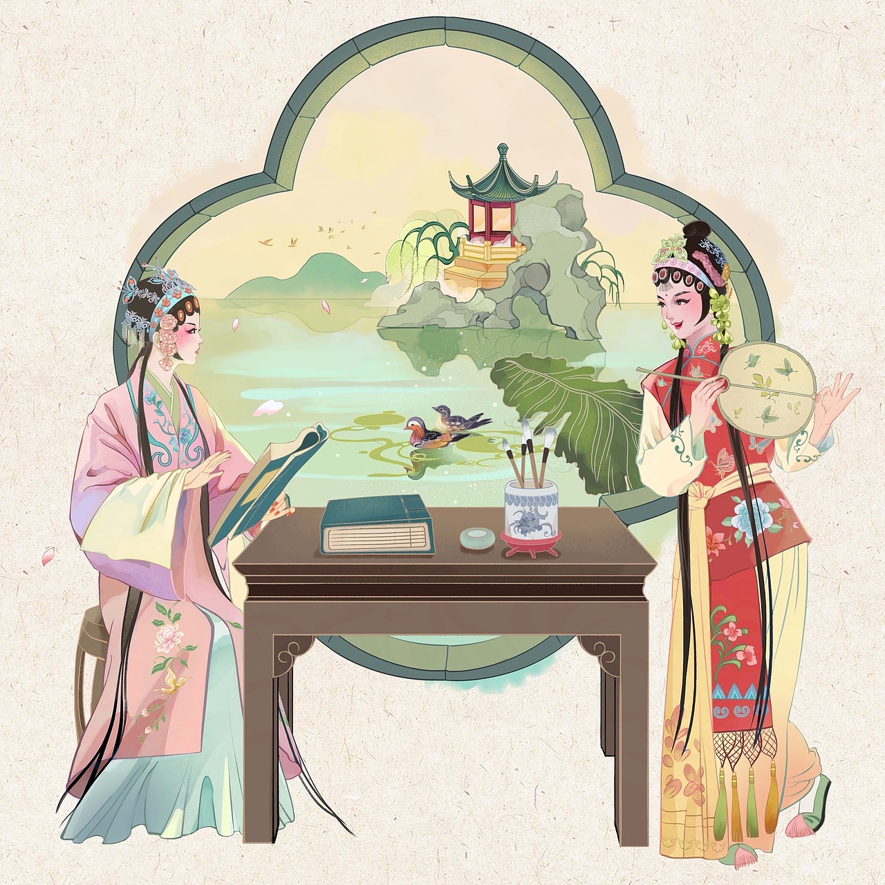 《牡丹亭》系列作品（图ZMzI3NTQ2NzAw） - 商业插画 - 站酷设计师YUGAWEI原创素材 - 站酷ZCOOL