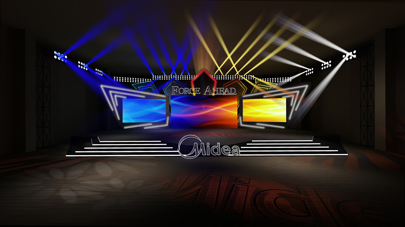 舞美舞台 活动路演 年会 发布会开业庆典 3d效果图设计