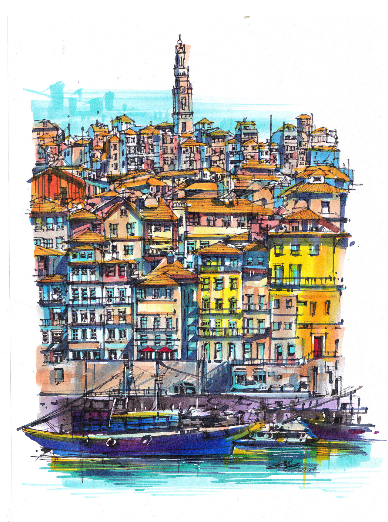 2019城市街景马克笔创作集合