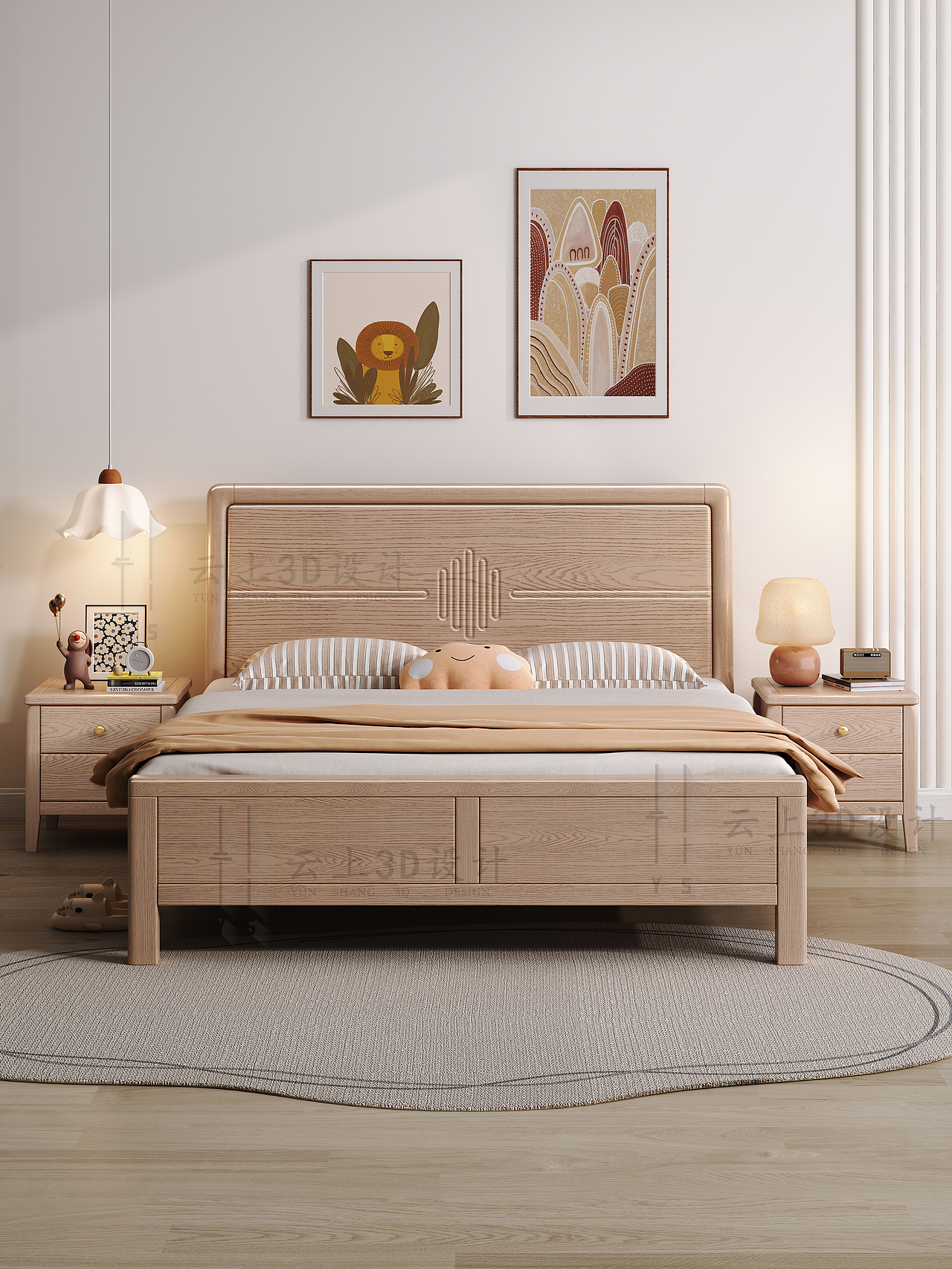 白蜡木床效果图案例（图ZMzc0OTU1MTAw） - 产品 - 站酷设计师云上3D设计原创素材 - 站酷ZCOOL