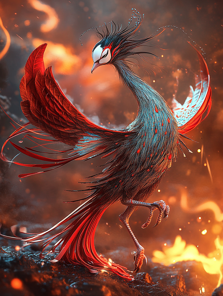 毕方的传说：神话中的神秘生物🌌✨（图ZMzc4NDczMzg0） - AI作品 - 站酷设计师快乐章章原创素材 - 站酷ZCOOL