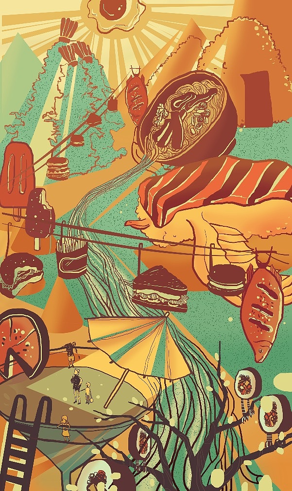 牛吾牛餐厅墙壁插画食物美食壁画装饰