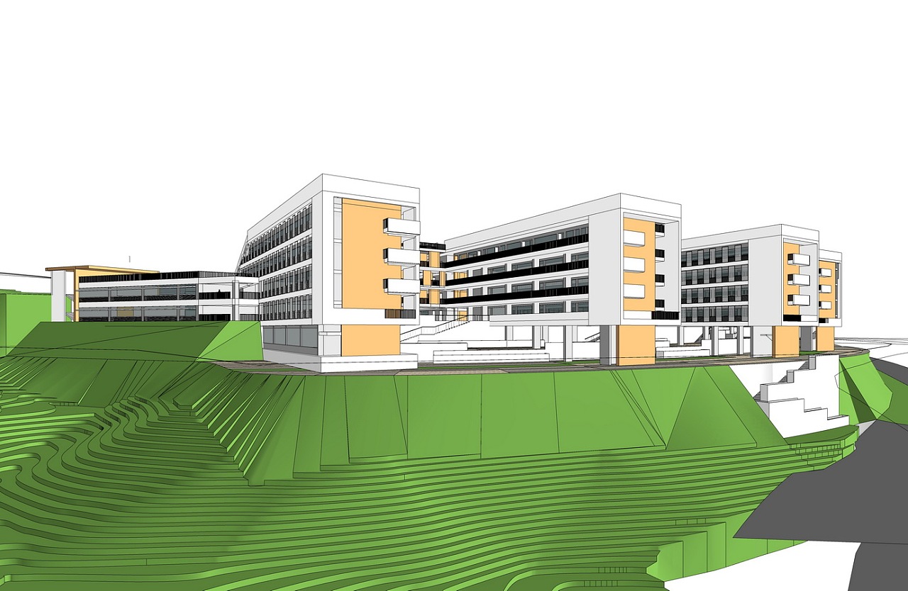 现代小学设计su模型下载