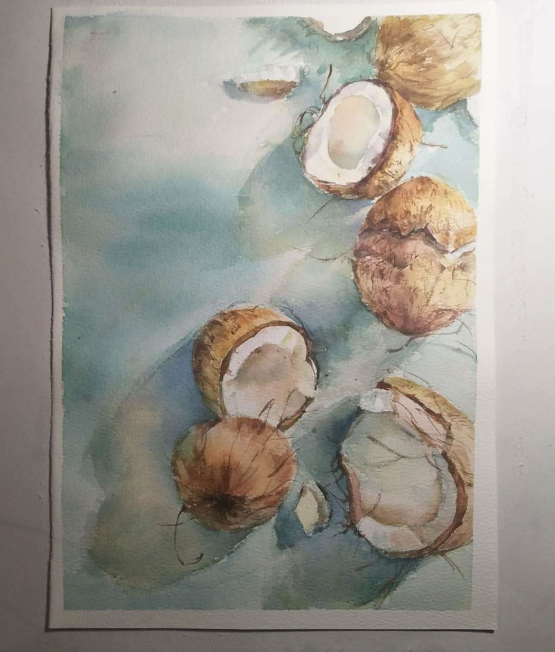 夏天的椰子秋天画