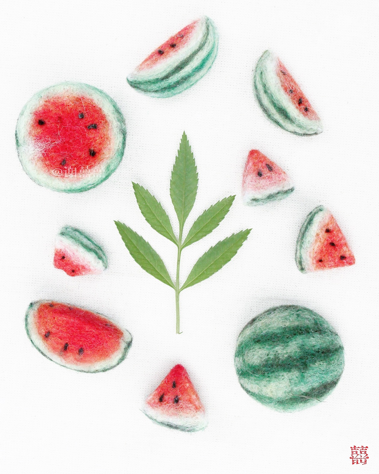 囍囍的羊毛毡 之 夏至西瓜（图ZODMwMjc0MDg=） - 其他手工艺 - 站酷设计师谢囍囍原创素材 - 站酷ZCOOL