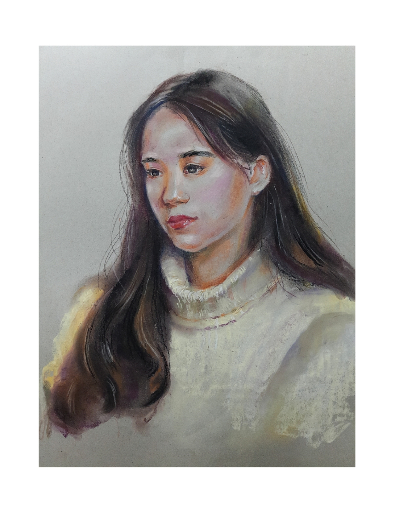 人物头像色粉 照片写生