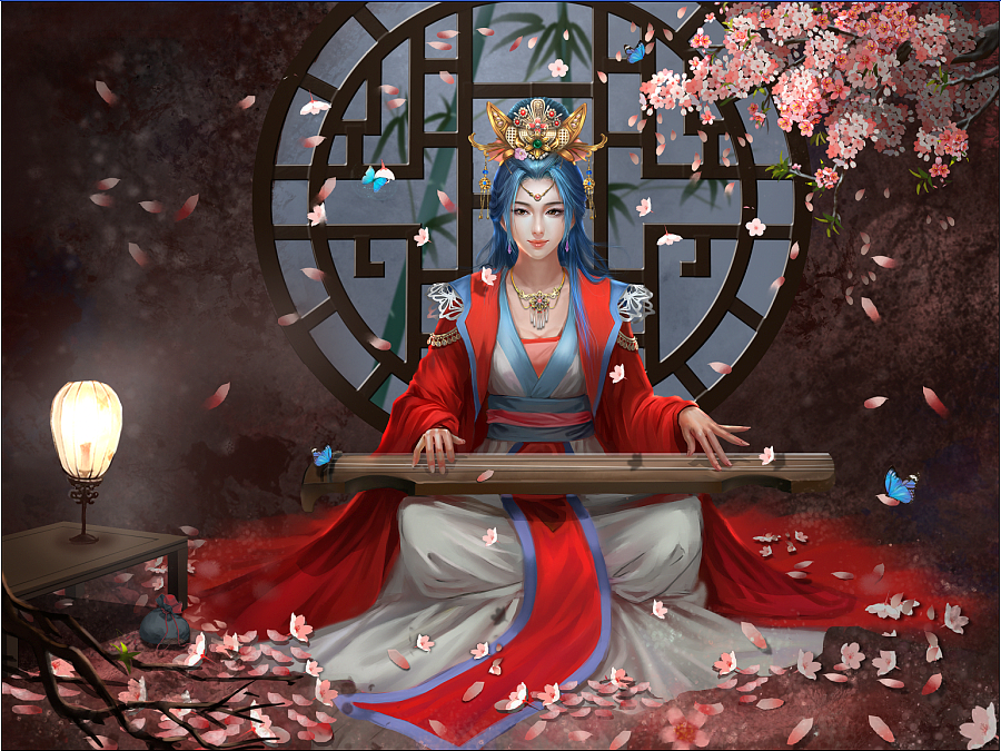 《青花夢(mèng)》之溫婉（圖ZMTczODExNzI=） - 商業(yè)插畫 - 站酷設(shè)計(jì)師魚兒乖原創(chuàng)素材 - 站酷ZCOOL