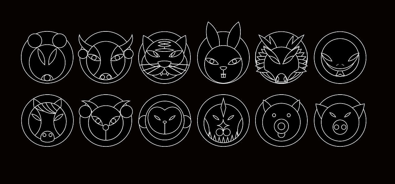 十二生肖几何图案设计_桑田田y-站酷zcool