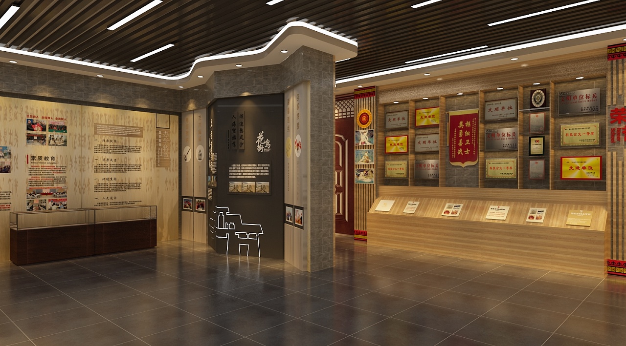 中式校史馆主题馆古风系3d效果图