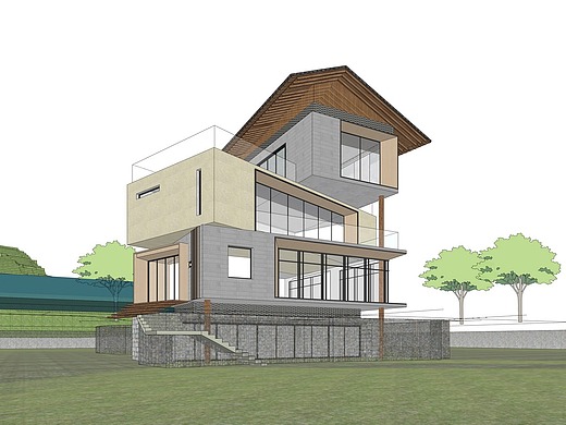 现代住宅别墅su模型下载