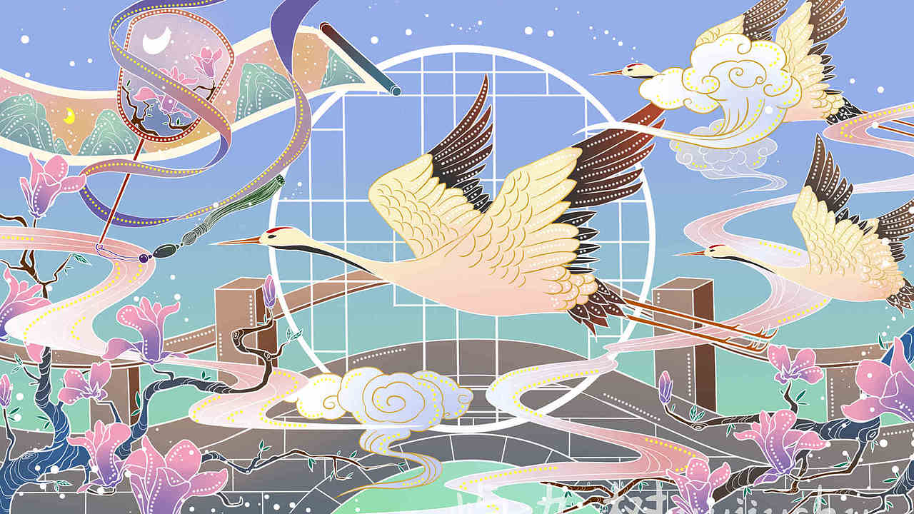 国潮风插画-瑞兽