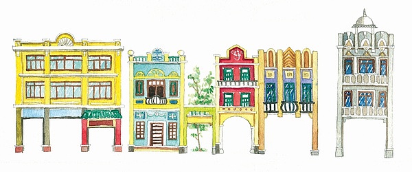 惠州水东街合江楼插画图片