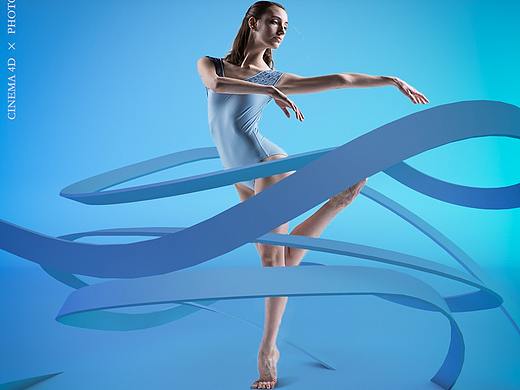 C4D彩带+舞蹈人物合成