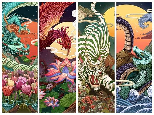 《新四大神兽》～月色系列插画