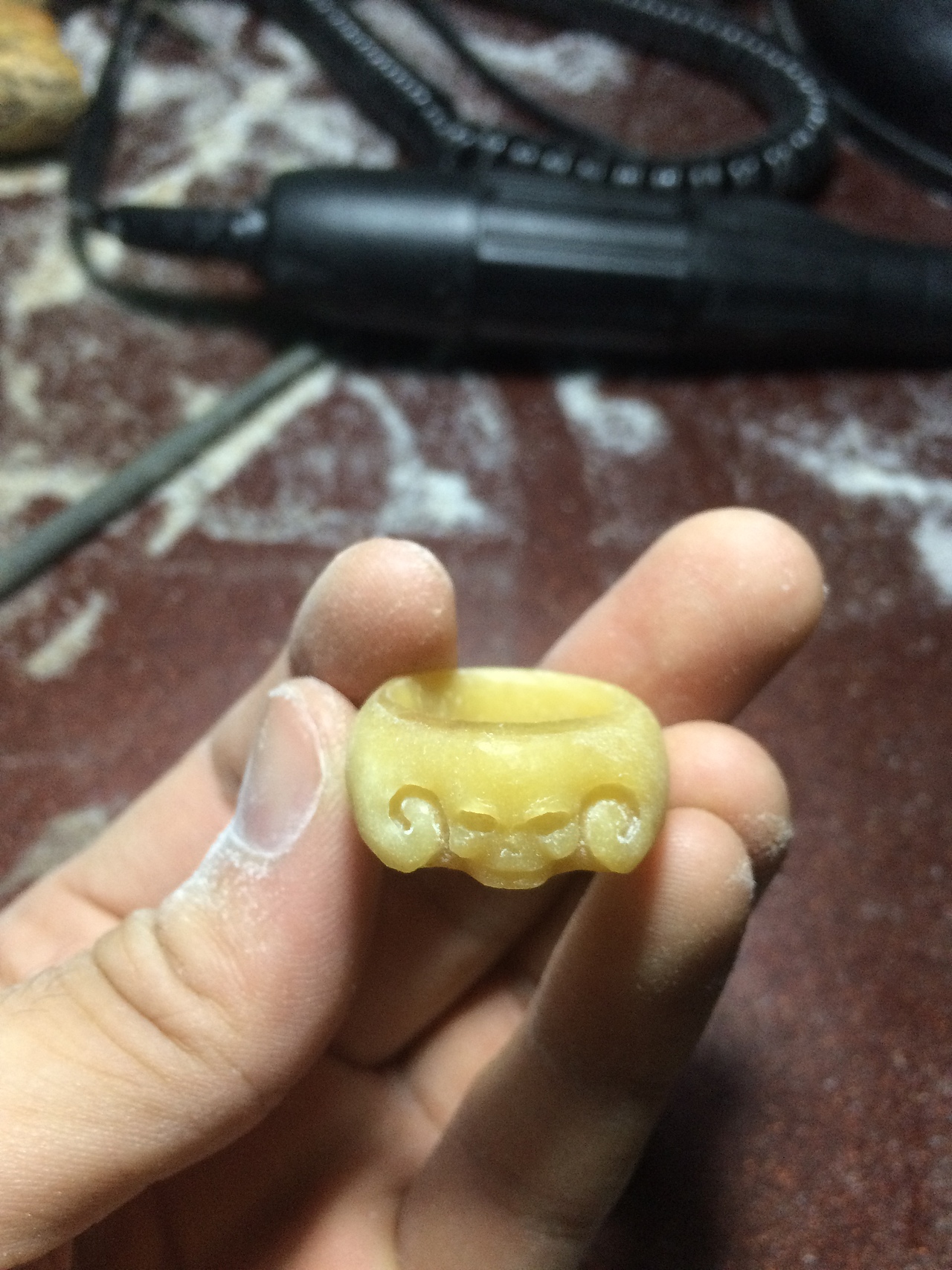 手作-《恶魔戒指》马骨戒指骨制品雕刻作品