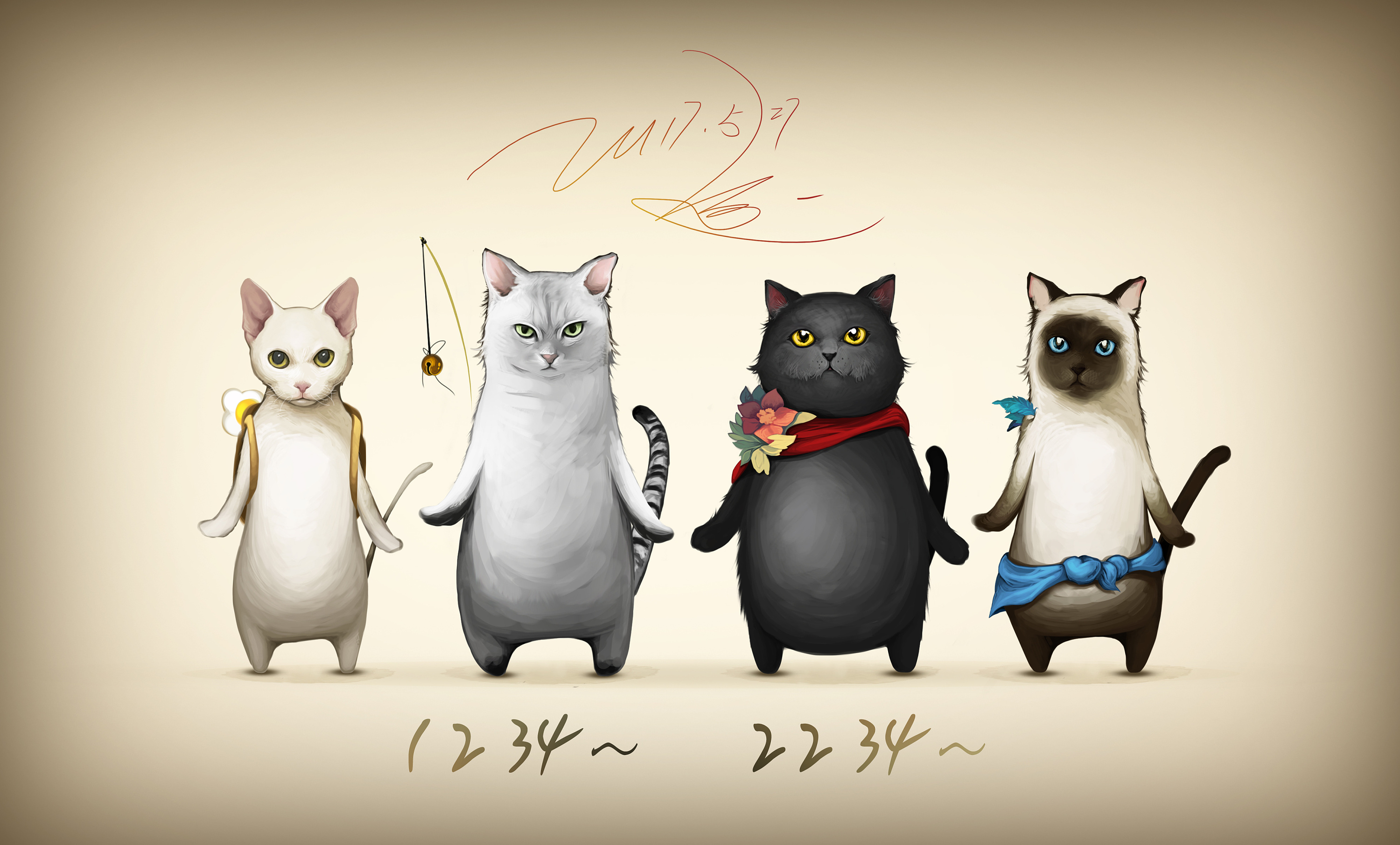 四只猫壁纸图片