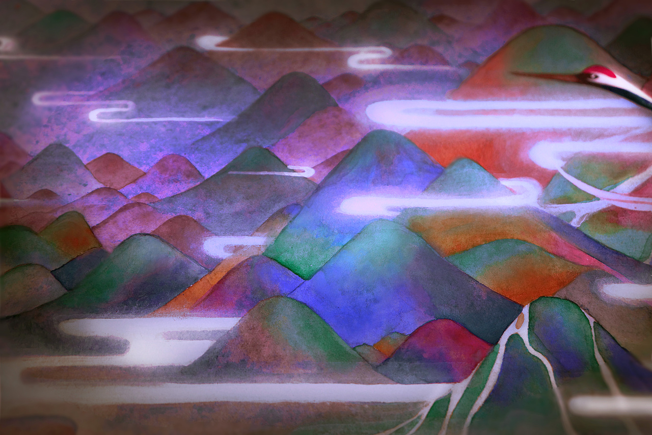 《鹤仙歌.金散瘴》白中南颜彩-人川集（图ZMTAxODA0ODEy） - 艺术插画 - 站酷设计师白中南原创素材 - 站酷ZCOOL