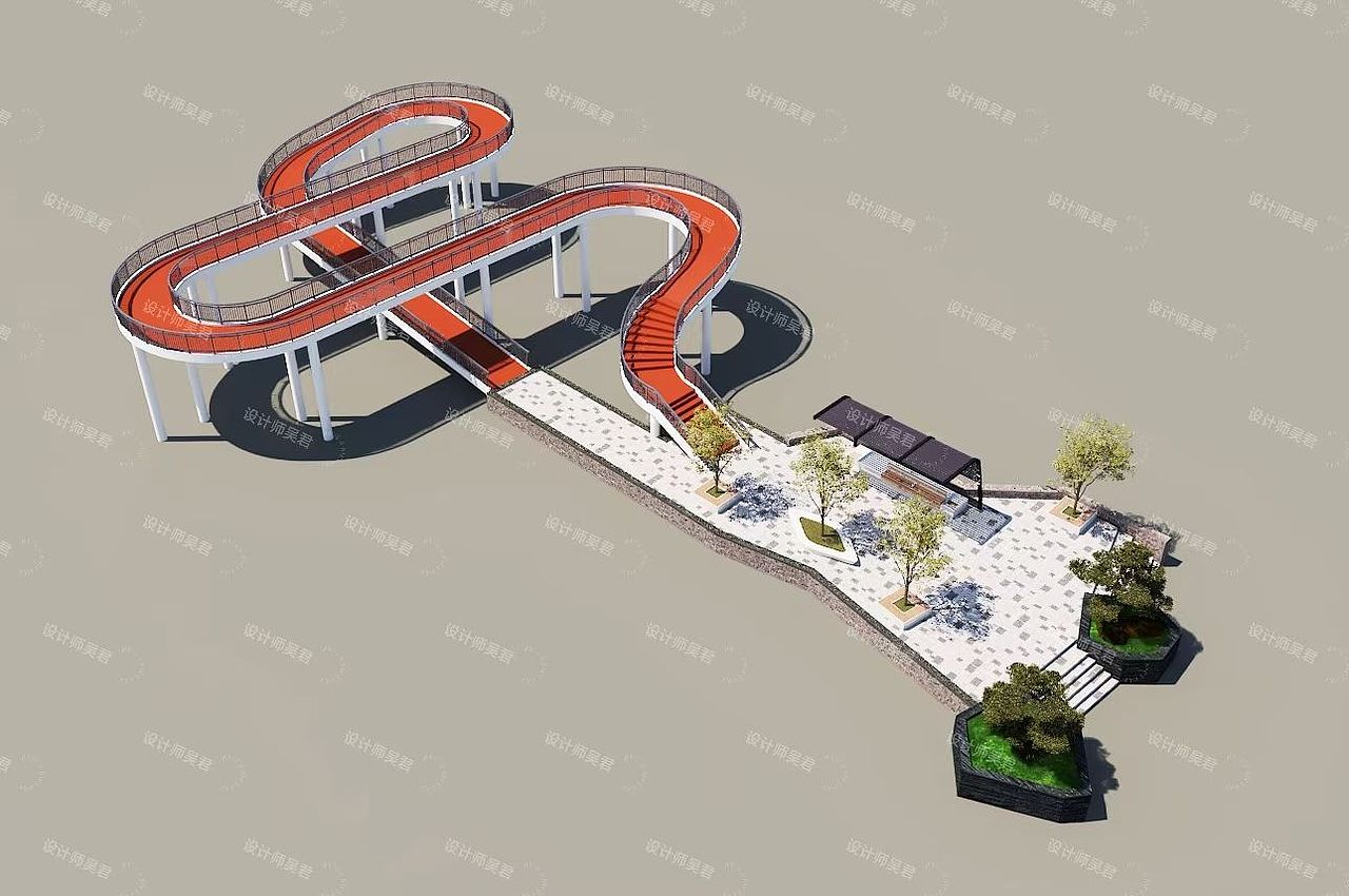 设计单——天桥建模渲染！（图ZMzYxMTQxNDg4） - 建筑/空间 - 站酷设计师模途漫漫原创素材 - 站酷ZCOOL