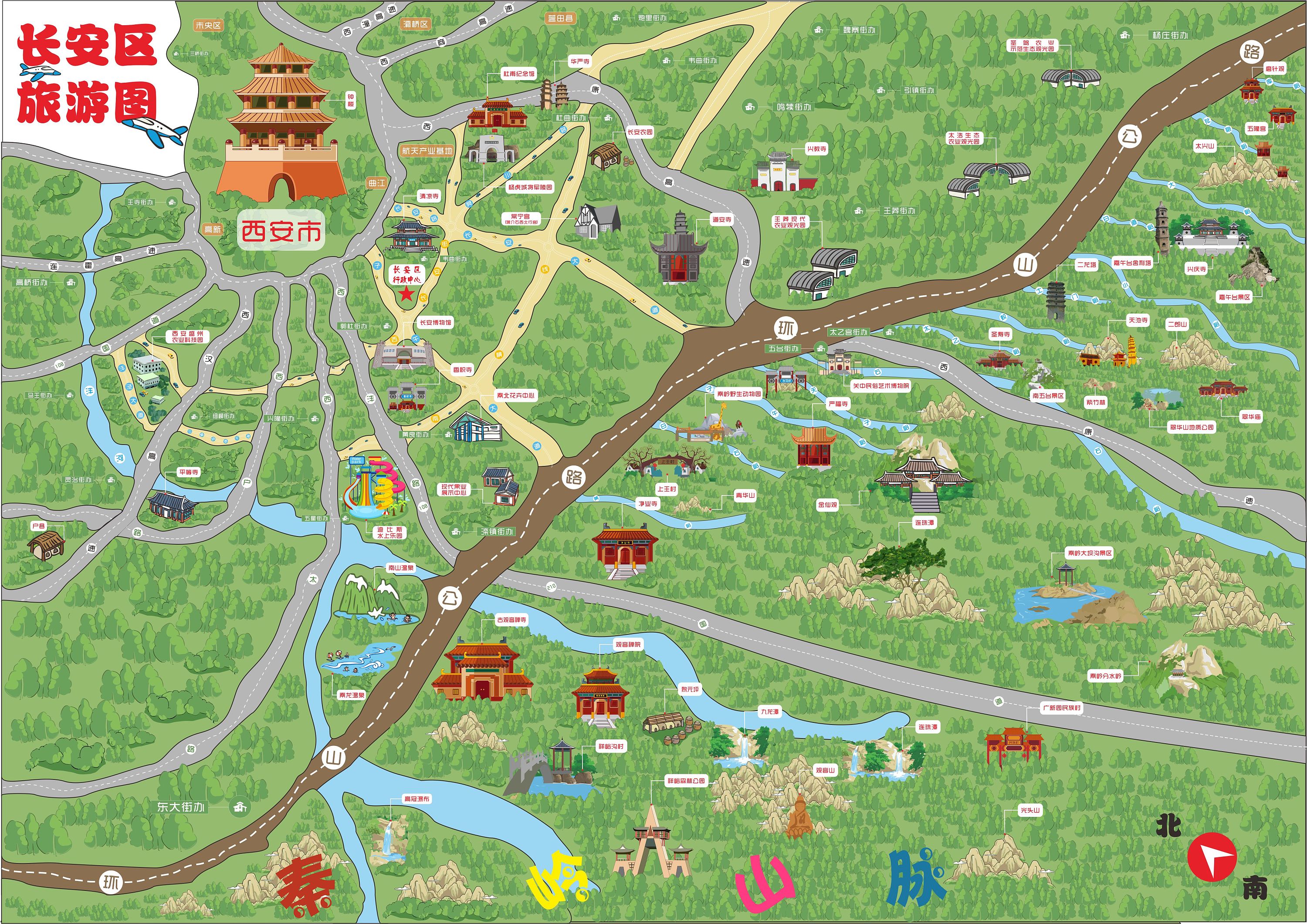 长安手绘旅游地图_carey_han凯-站酷zcool