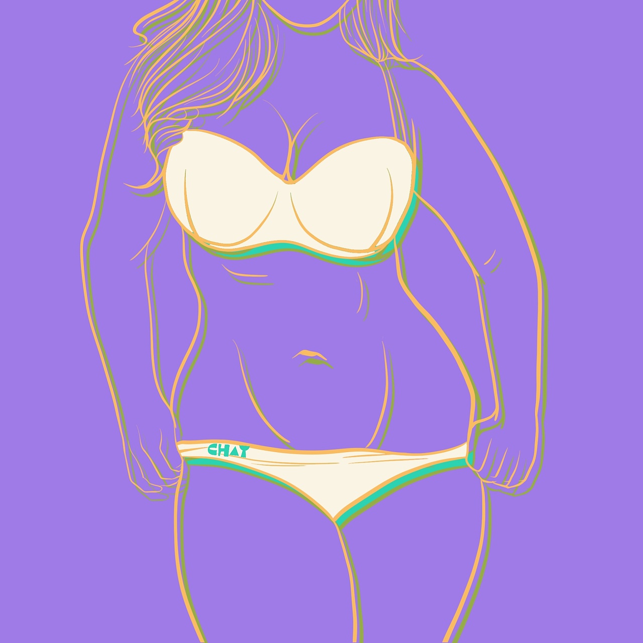 【大码女孩的身材特写】美不可以被他人定义|插画|艺术插画|叉烧肉酱